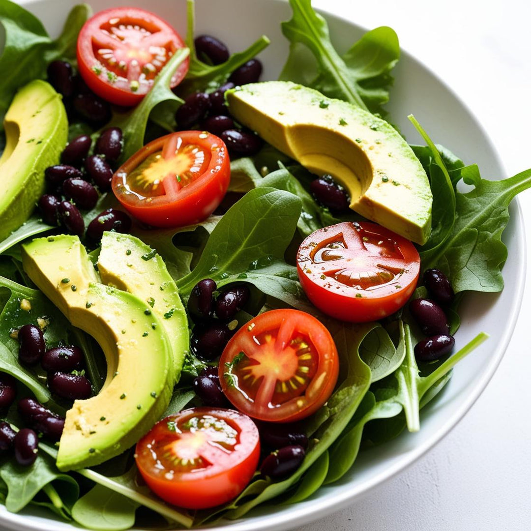 Tomato, Avocado and Black Bean Green Salad Recipe | Herbal Goodness