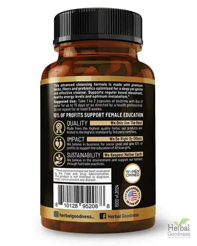 15 Day Detox - Capsules 60/600mg - Supports Healthy Colon & Kidney Cleanse - Herbal Goodness Capsules Herbal Goodness 