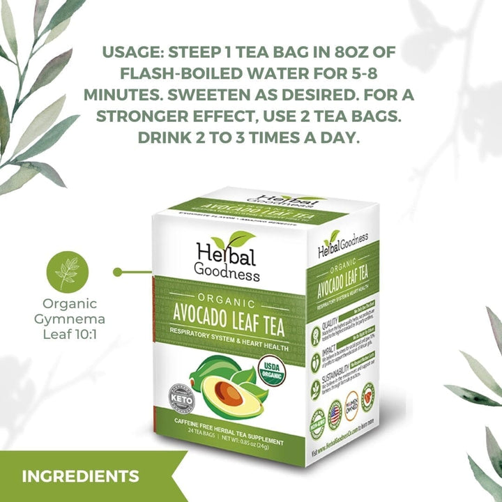 Avocado Leaf Tea - Organic 24/2g - Respiratory & Heart Support - Herbal Goodness Tea & Infusions Herbal Goodness 