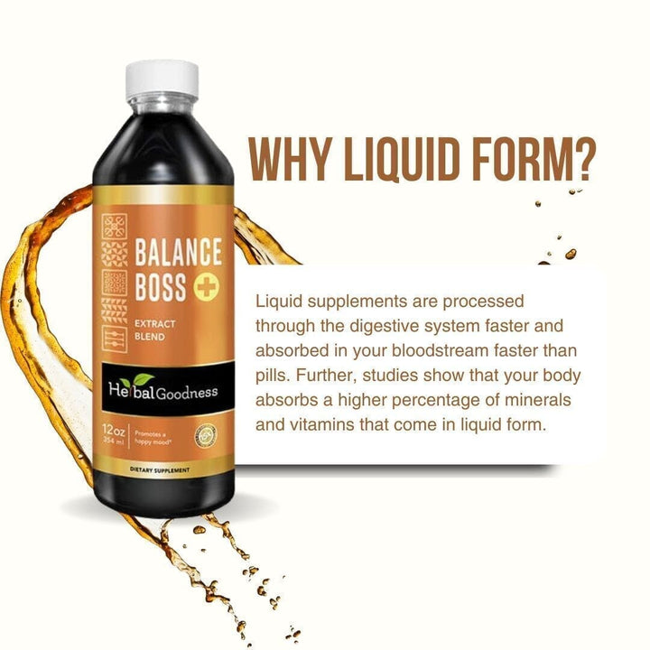 Balance Boss Plus - Liquid - Happy Mood Support - Relaxation - Herbal Goodness Liquid Extract Herbal Goodness 