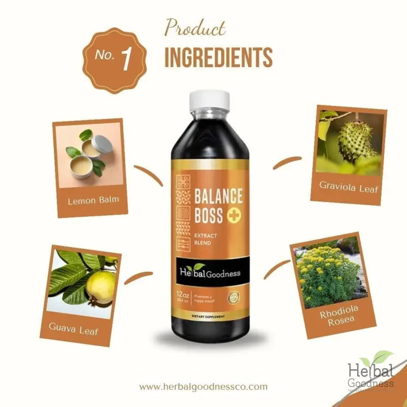 Balance Boss Plus - Liquid - Happy Mood Support - Relaxation - Herbal Goodness Liquid Extract Herbal Goodness 