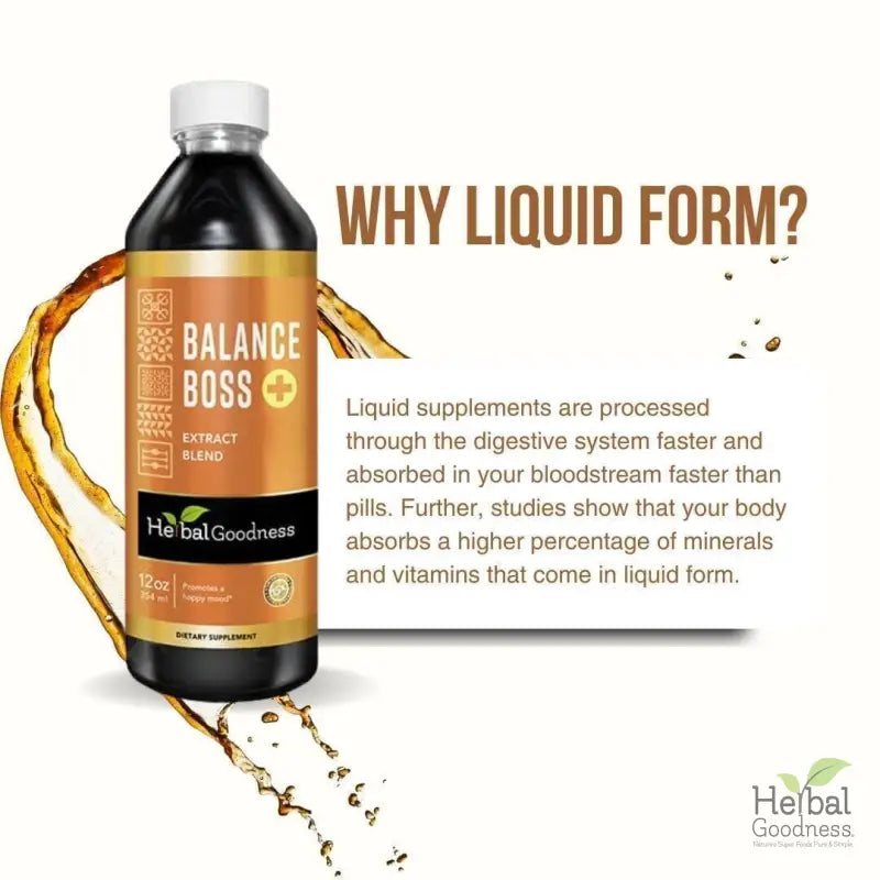 Balance Boss Plus - Liquid - Happy Mood Support - Relaxation - Herbal Goodness Liquid Extract Herbal Goodness 