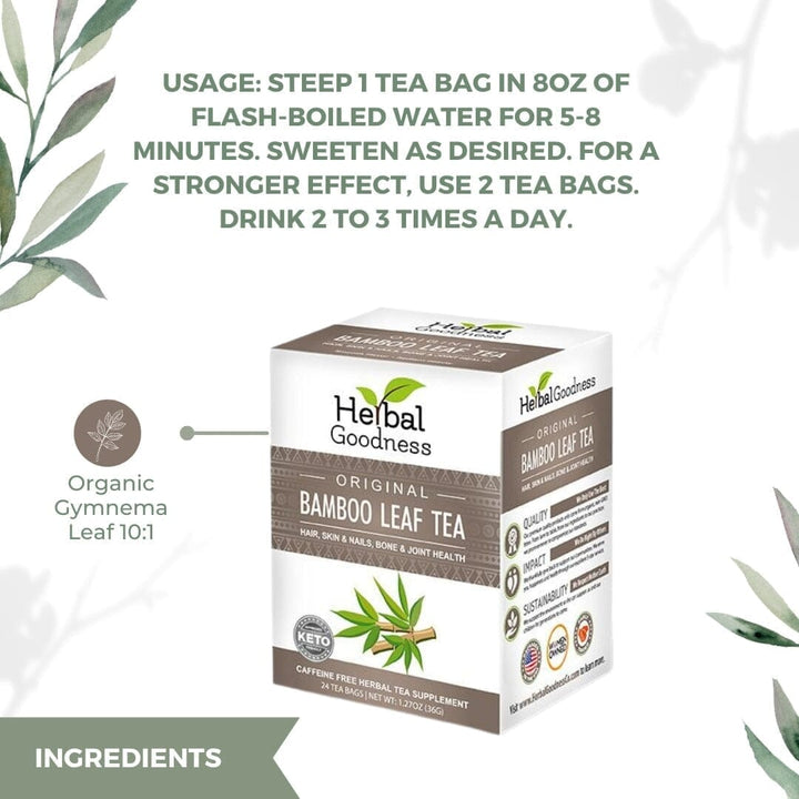 Bamboo Leaf Tea - 24/1.5g bags - Bone, Hair, Skin & Nails - Herbal Goodness Tea & Infusions Herbal Goodness 