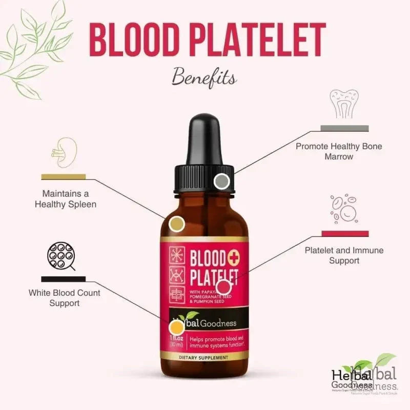 Blood Platelet Plus - Liquid Tincture - Natural Blood Platelet Boost & Immune Support - Herbal Goodness Liquid Extract Herbal Goodness 