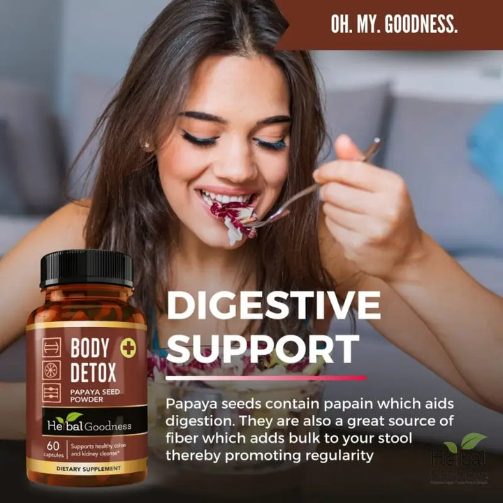 Body Detox Capsules 60ct /600mg - Supports Healthy cleanse, Gut Liver & Intestine Cleanse - Herbal Goodness - Herbal Goodness