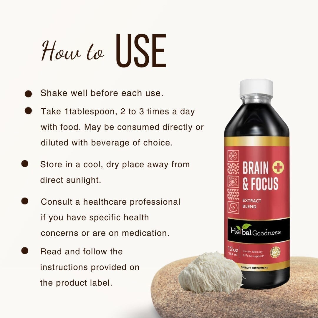 Brain and Focus Liquid Extract - Nootropic Brain Supplement, Brain Health - Herbal Goodness Liquid Extract Herbal Goodness 