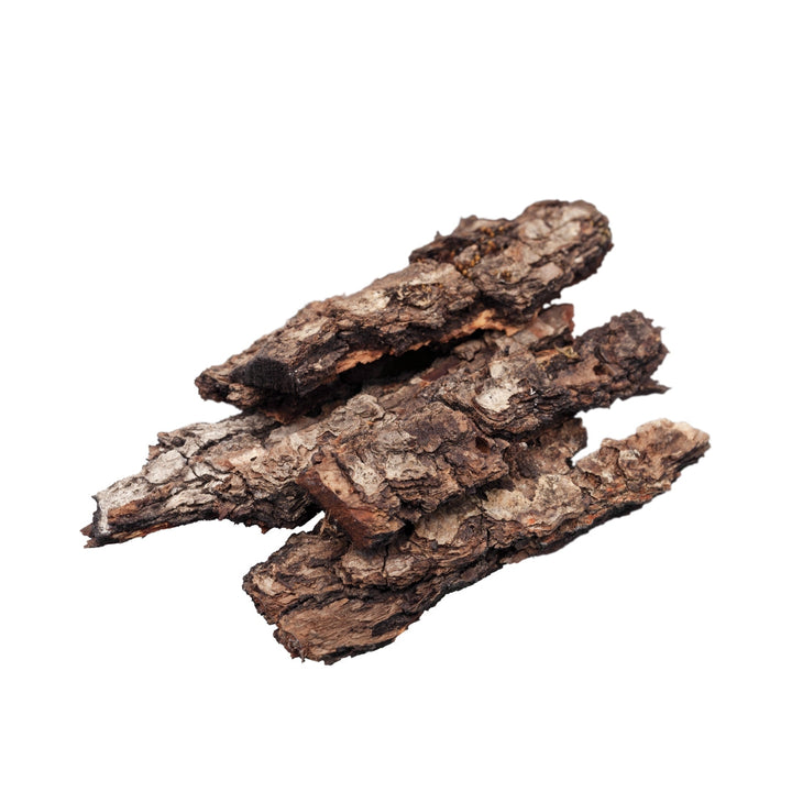 Premium Quality Dried Herbs featuring textured tree bark, Witch Hazel Leaf, and Burdock Root