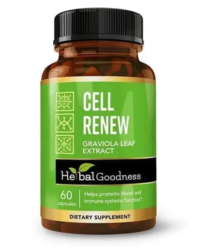 Cell Renew Graviola Leaf Extract_Capsules_60/1000mg - Healthy Cell Support & Immune System Function - Herbal Goodness Capsules Herbal Goodness Unit 