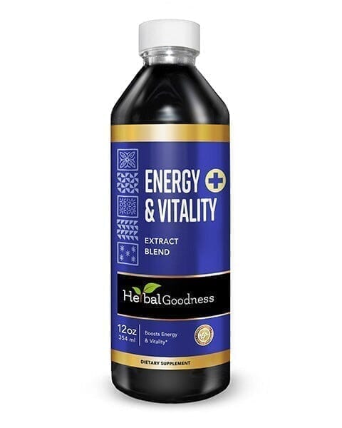 Energy and Vitality - Liquid 12oz - Energy Boost, Vitality Support, Productivity - Herbal Goodness Liquid Extract Herbal Goodness 12 oz 