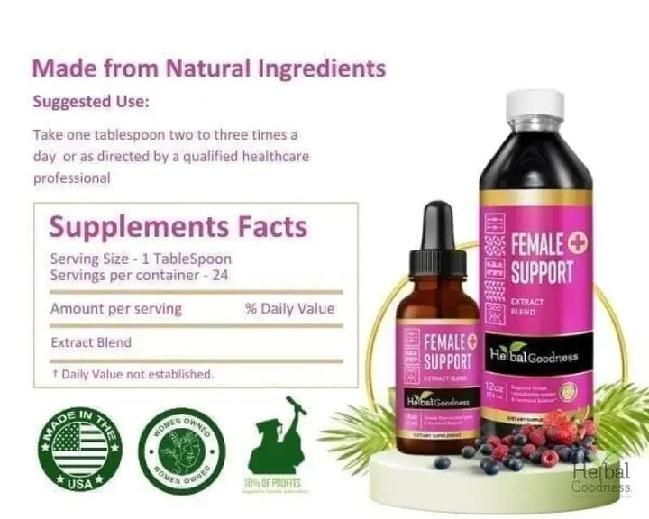 Female Support - Liquid Tincture - PMS & Hormonal Support, Female Health - Herbal Goodness Liquid Extract Herbal Goodness 