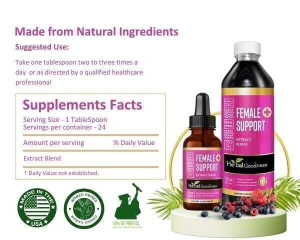 Female Support - Liquid Tincture - PMS & Hormonal Support, Female Health - Herbal Goodness Liquid Extract Herbal Goodness 