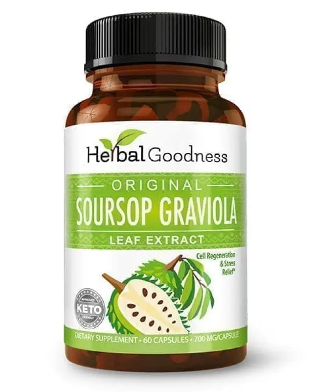 Graviola (Soursop) Leaf Extract - Capsules 60/700mg - Healthy Cell Function, Immunity & Relaxation - Herbal Goodness Capsules Herbal Goodness Unit 