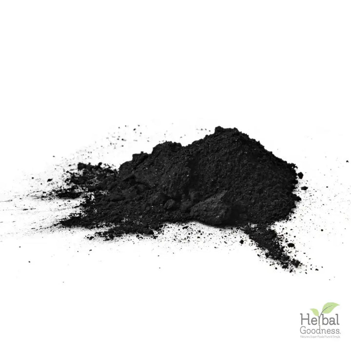 Fine black powder from SuperGreen Powders supports immune health with Juice Powder