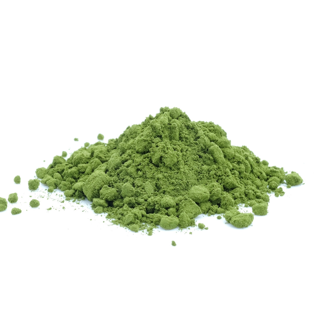 Vibrant green matcha powder, enhances immune support and supplements juice powder blends