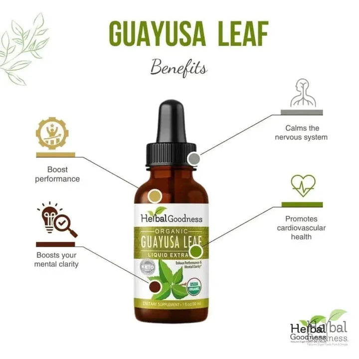 Guayusa Leaf Extract - Organic - Liquid - Energy, Focus & Alertness - Herbal Goodness Liquid Extract Herbal Goodness 