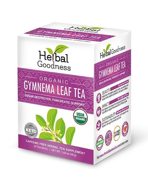 Gymnema (Sylvestre) Leaf Extract - Organic - Tea 24/2g - Gut Support & Sugar Regulator - Herbal Goodness Tea & Infusions Herbal Goodness 1 Tea Box 