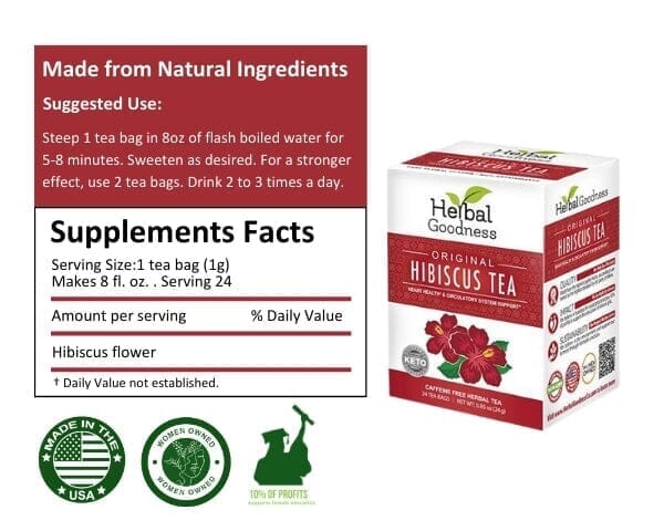 Hibiscus Tea - Organic - 24/2g - Great Taste, Immunity Boost - Herbal Goodness Tea & Infusions Herbal Goodness 