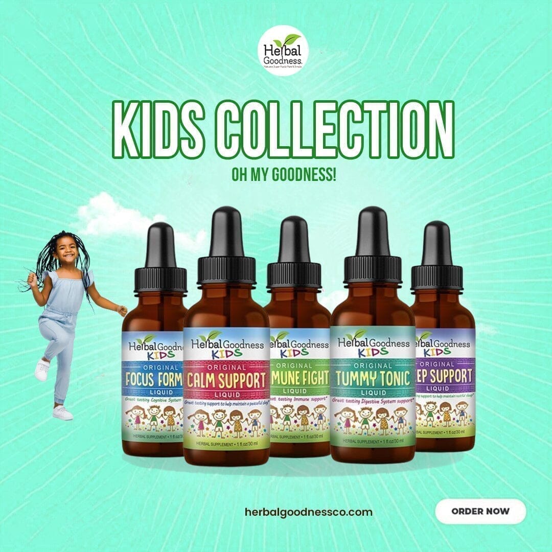 Kids Collection - Focus, Calm, Sleep, Tummy and Immune Support - Liquid Extract- 1oz - Herbal Goodness Liquid Extract Herbal Goodness 