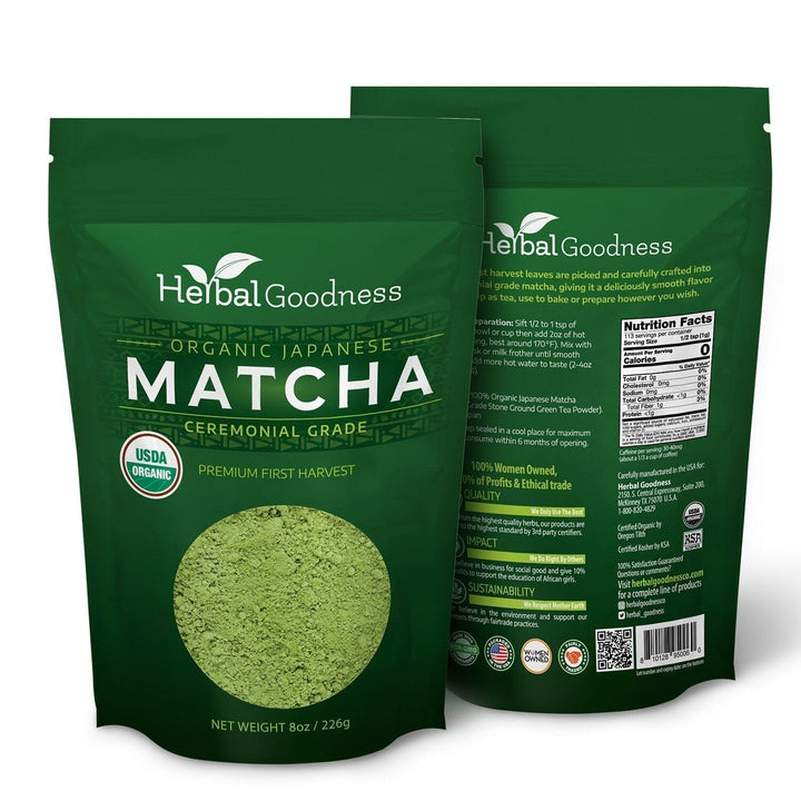 Matcha Green Tea Powder - Organic, Japanese Ceremonial 8oz - Energy & Vitality - Herbal Goodness Powder Herbal Goodness 