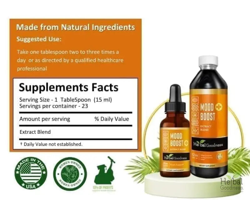 Mood Boost Extract Blend Liquid - Natural, Non-GMO - Relaxation, Calm, Mood Support - Herbal Goodness Liquid Extract Herbal Goodness 