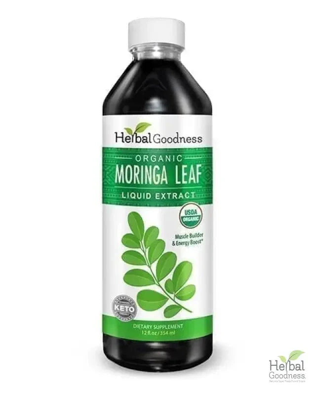 Moringa Leaf Extract Liquid - Organic 15X Strength - Energy, Protein & Immunity - Herbal Goodness Liquid Extract Herbal Goodness 12 oz 