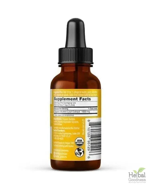 Mullein Leaf Extract Liquid - Organic 15X Strength - Lung & Respiratory Support - Herbal Goodness Liquid Extract Herbal Goodness 