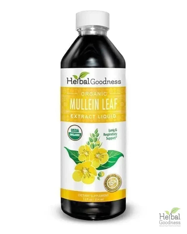 Mullein Leaf Extract Liquid - Organic 15X Strength - Lung & Respiratory Support - Herbal Goodness Liquid Extract Herbal Goodness 12 oz 