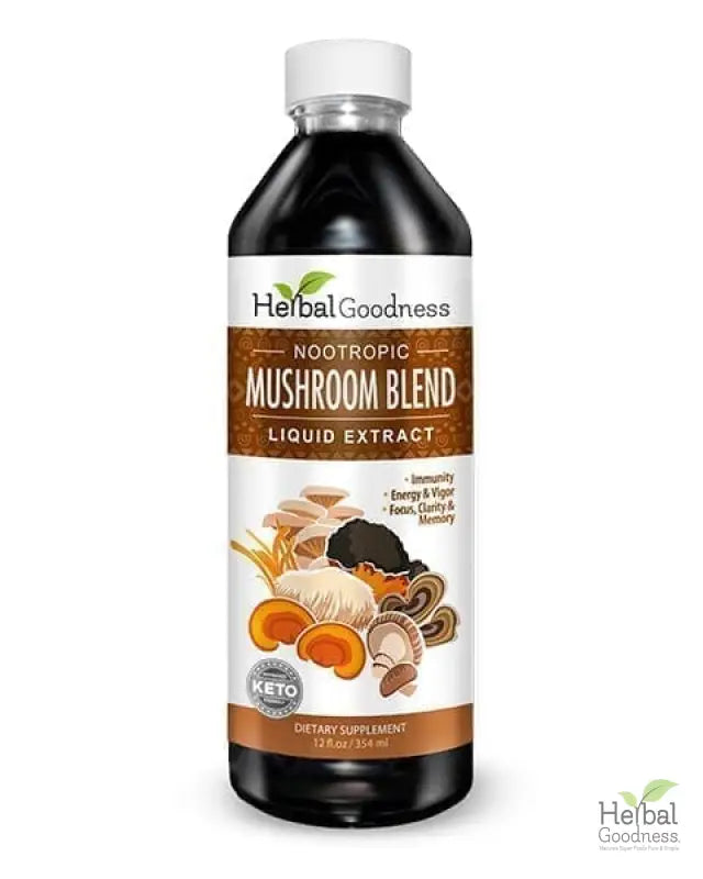 Mushroom Blend Extract - Brain Boost, Nootropic Health, Joint & Immunity - Herbal Goodness Liquid Extract Herbal Goodness 12 oz 