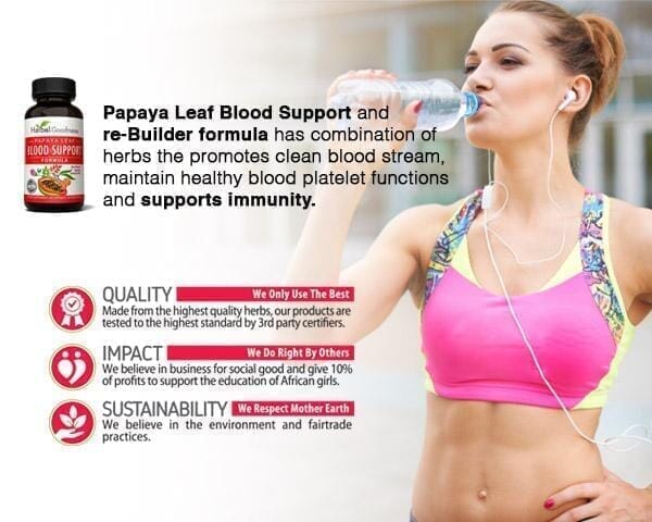 Papaya Leaf Extract Blood Support - 450mg/60 Capsules - Healthy Platelets - Herbal Goodness Capsules Herbal Goodness 