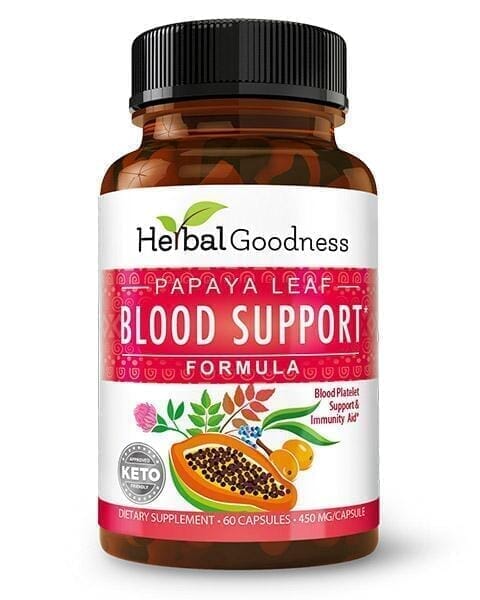 Papaya Leaf Extract Blood Support - Capsules 450mg - Healthy Platelets - Herbal Goodness Capsules Herbal Goodness 60 Caps 