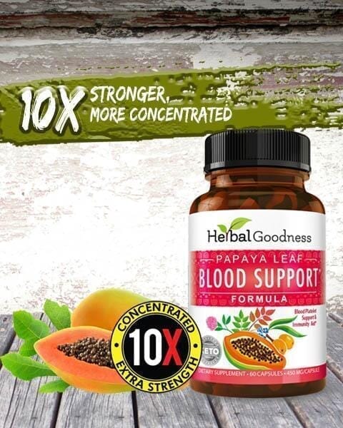 Papaya Leaf Extract Blood Support - Capsules 450mg - Healthy Platelets - Herbal Goodness Capsules Herbal Goodness 