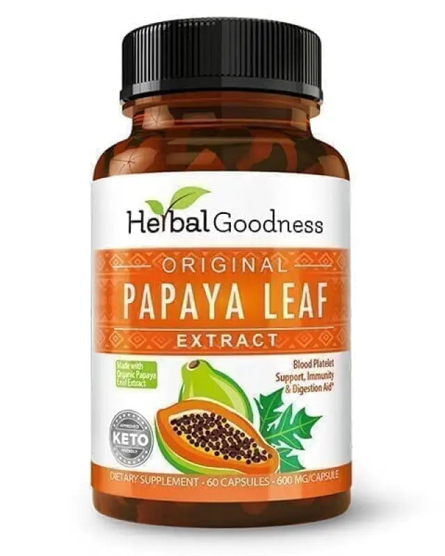 Papaya Leaf Extract - Capsules 600mg - 10X Strength - Boost Platelets, Digestion & Immunity - Herbal Goodness Capsules Herbal Goodness 