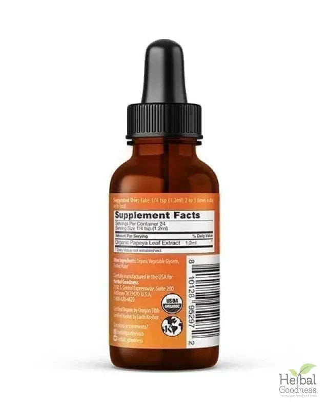 Papaya Leaf Extract - Organic - Liquid 1oz - Blood Platelets, Digestion & Immunity - Herbal Goodness Liquid Extract Herbal Goodness 