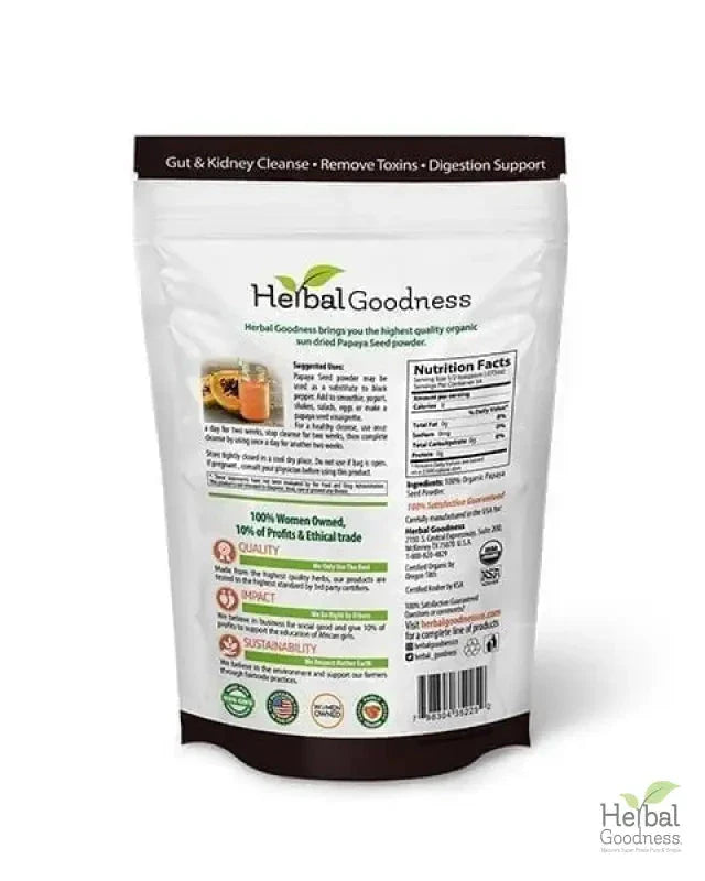 Papaya Seed Powder - Organic 4oz - Detox, Kidney & Digestion - Herbal Goodness Powder Herbal Goodness 