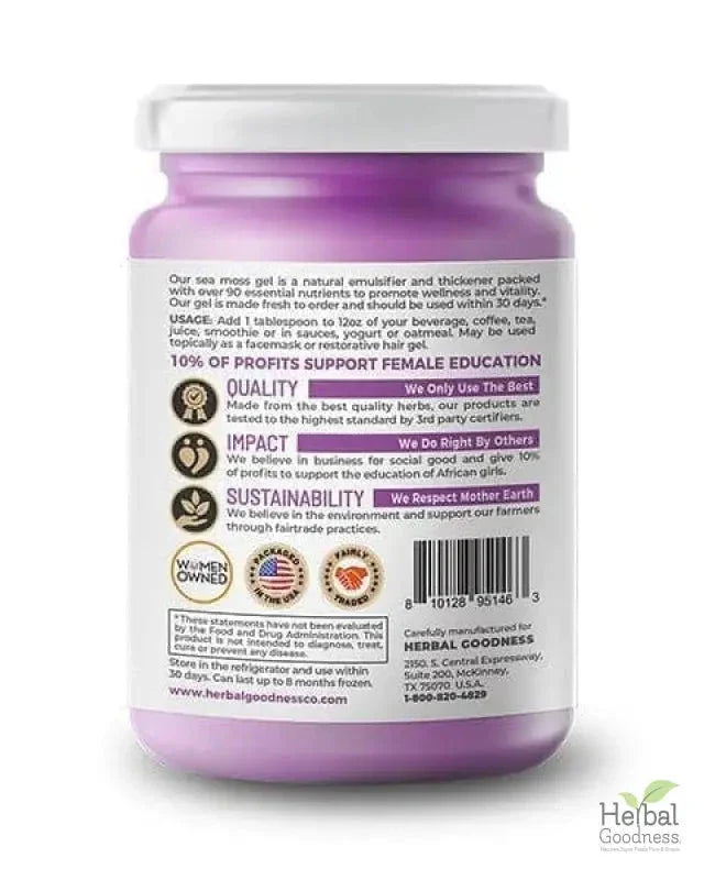 Sea Moss Gel 16 oz Superfood - Thyroid, Joint, Gut, Metabolism & Immune Support - Herbal Goodness Gels Herbal Goodness 