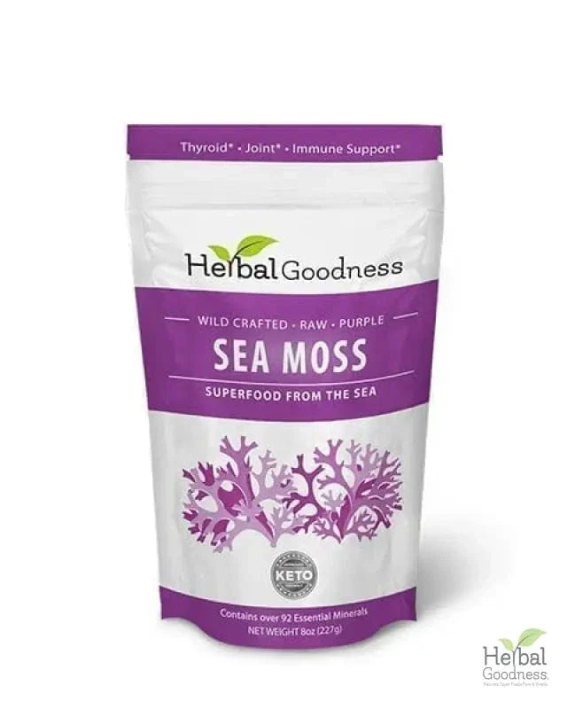 Sea Moss - Raw Dried Gold & Purple St Lucia - Thyroid, Joint & Immune Support - Herbal Goodness Bulk Herb Herbal Goodness 8 oz Purple 