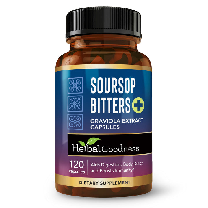 Soursop Bitters Graviola Extract_Capsules_120/1000mg - Body Detox Digestive Cleanse - Herbal Goodness