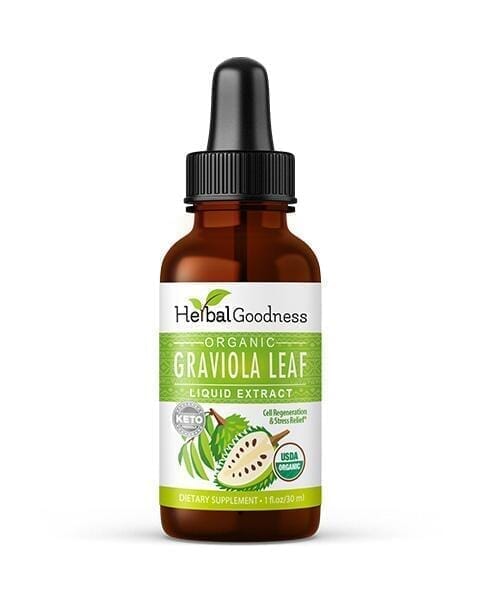 Soursop Leaf Graviola Extract - Organic Liquid - 15X Strength - Healthy Cell Function, Immunity & Relaxation - Herbal Goodness Liquid Extract Herbal Goodness 1oz 