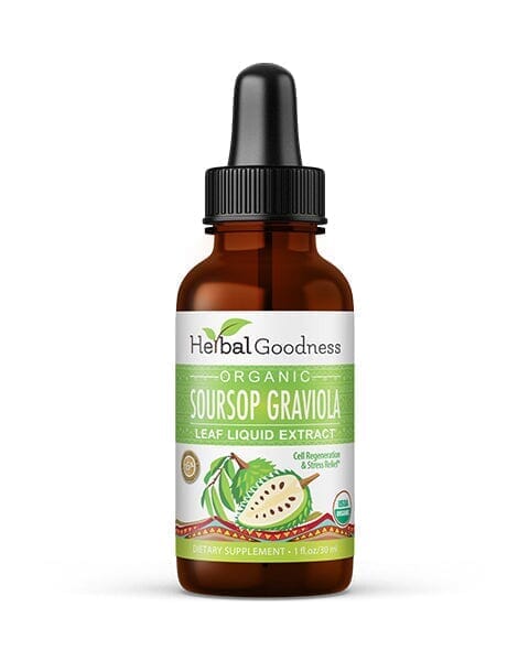 Soursop Leaf Graviola Extract - Organic Liquid - 15X Strength - Healthy Cell Function, Immunity & Relaxation - Herbal Goodness Liquid Extract Herbal Goodness 