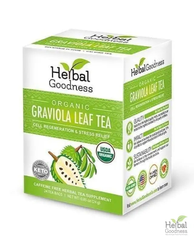 Box of Herbal Goodness Graviola Leaf Tea in Stress & Mood Support Bundle for relaxation