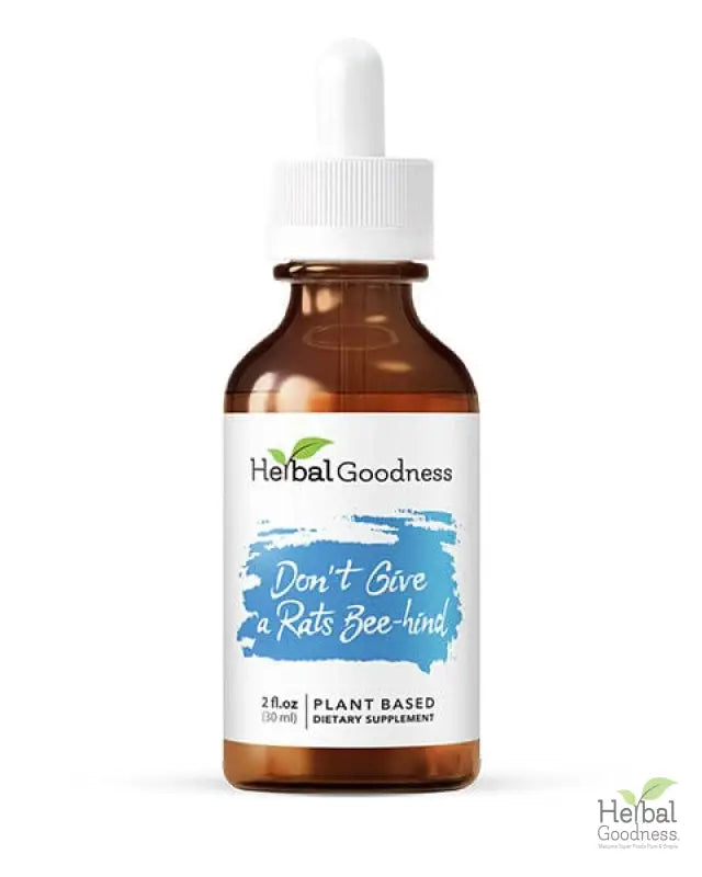 Brown glass dropper bottle of Herbal Goodness Stress & Mood Support with Graviola leaf extract